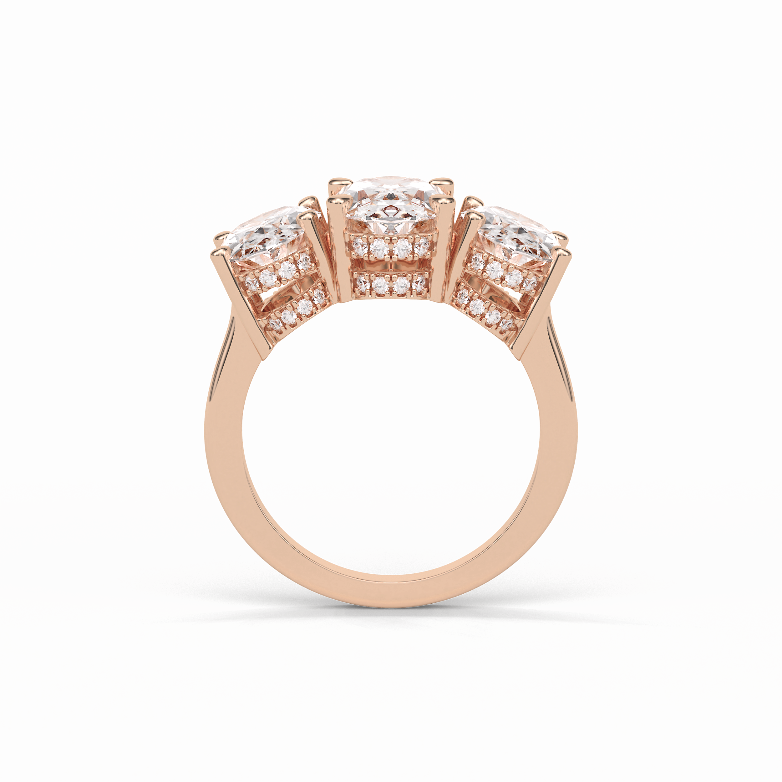 2.35 CT Oval Cut Three Stones Style Moissanite Engagement Ring 21