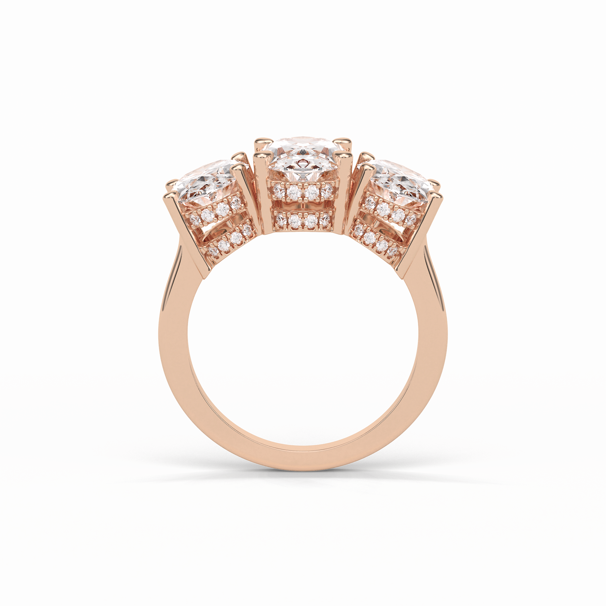 2.35 CT Oval Cut Three Stones Style Moissanite Engagement Ring 21