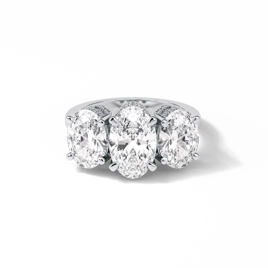 2.35 CT Oval Cut Three Stones Style Moissanite Engagement Ring 1