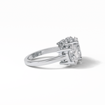 2.35 CT Oval Cut Three Stones Style Moissanite Engagement Ring 3