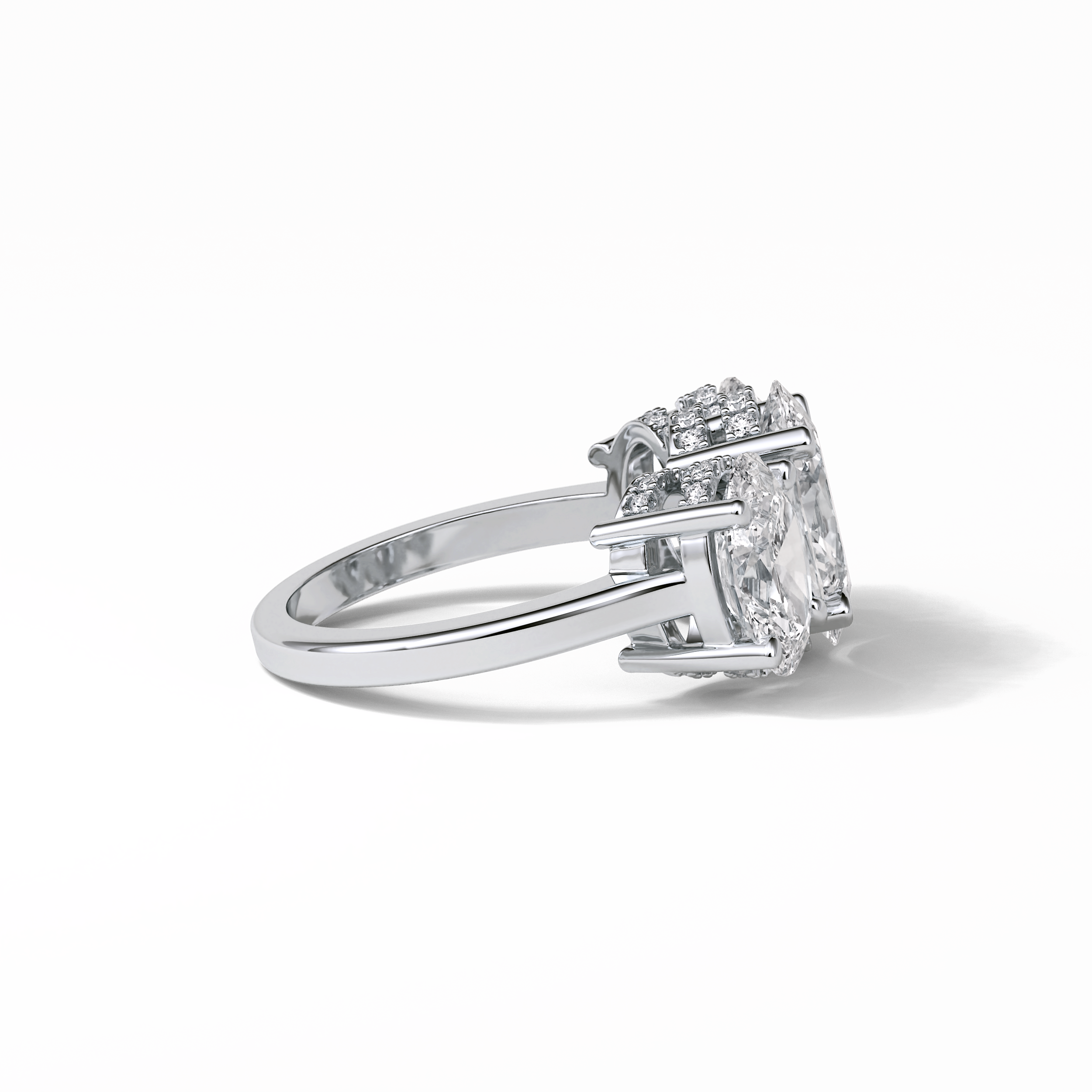 2.35 CT Oval Cut Three Stones Style Moissanite Engagement Ring 3