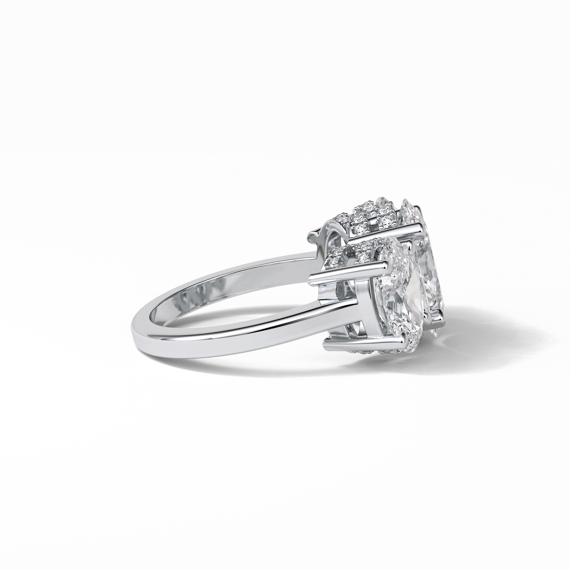 2.35 CT Oval Cut Three Stones Style Moissanite Engagement Ring 3
