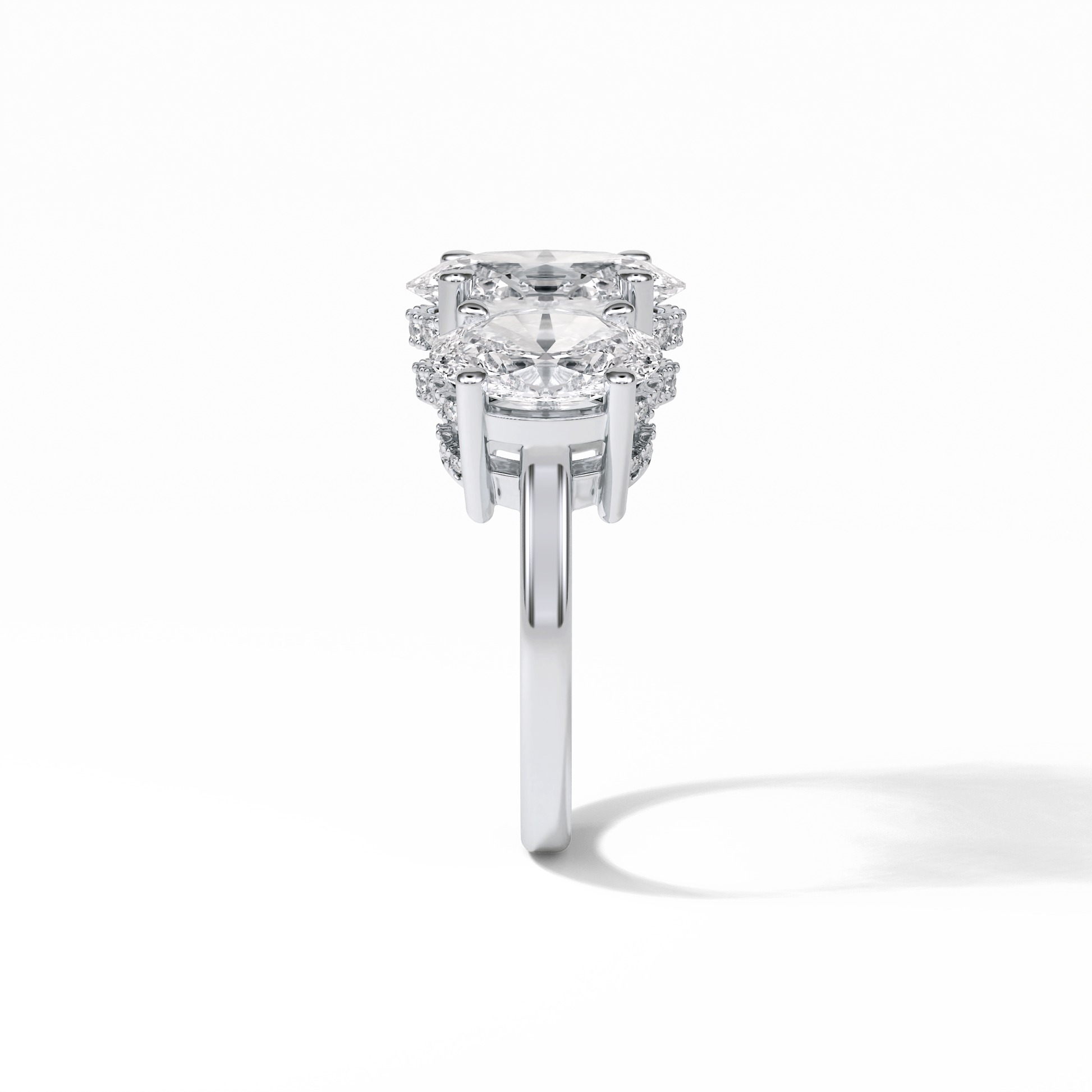 2.35 CT Oval Cut Three Stones Style Moissanite Engagement Ring 4
