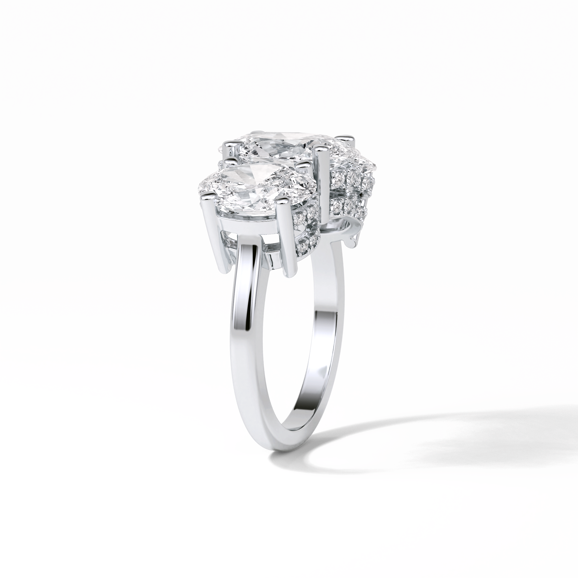 2.35 CT Oval Cut Three Stones Style Moissanite Engagement Ring 2