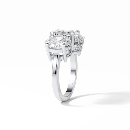 2.35 CT Oval Cut Three Stones Style Moissanite Engagement Ring 2