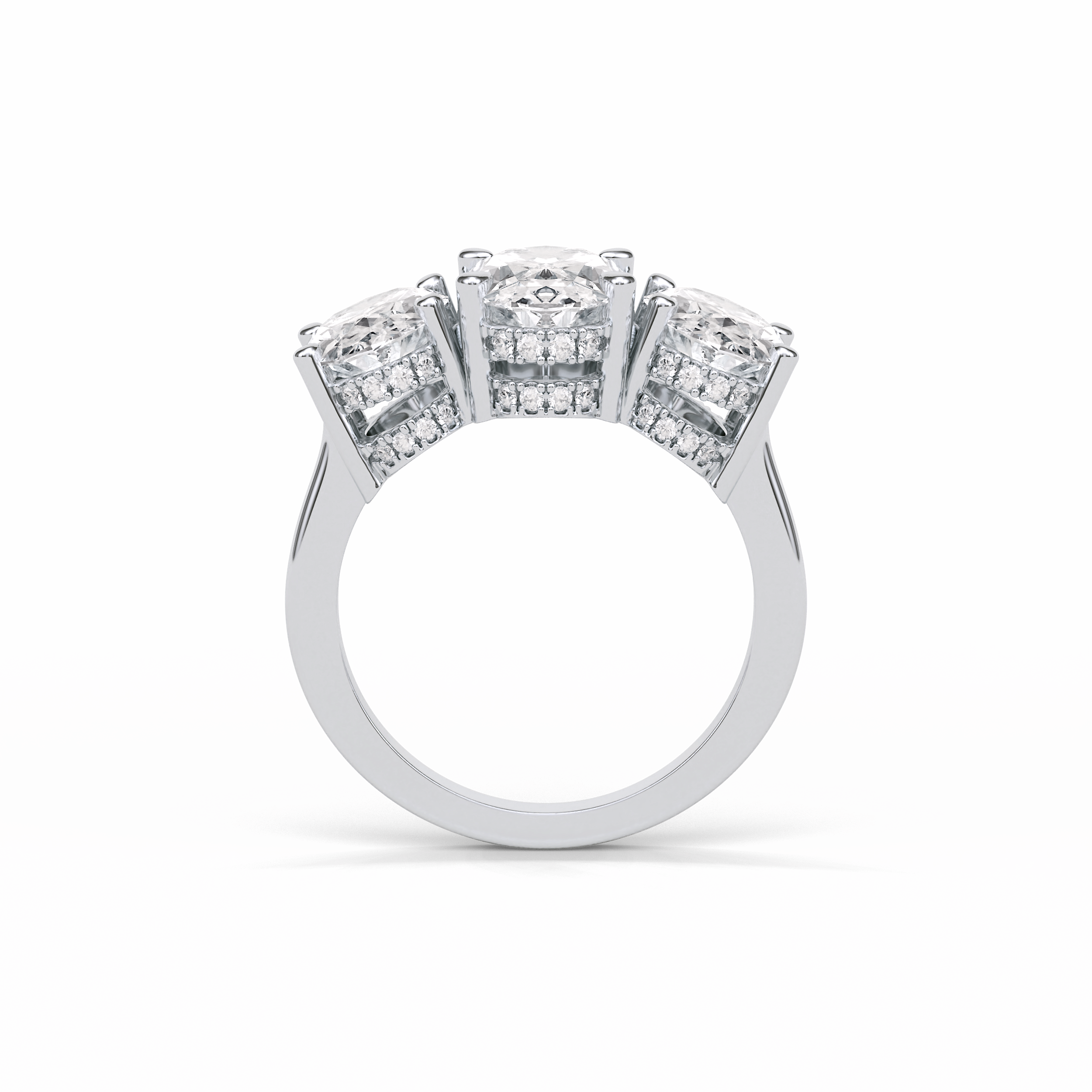 2.35 CT Oval Cut Three Stones Style Moissanite Engagement Ring 7