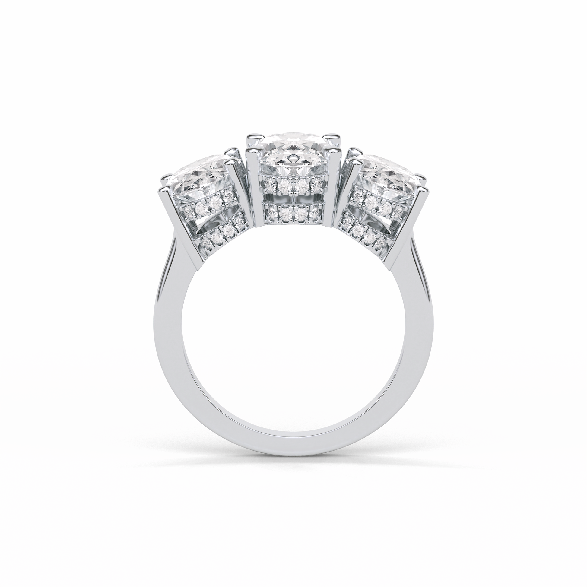 2.35 CT Oval Cut Three Stones Style Moissanite Engagement Ring 7