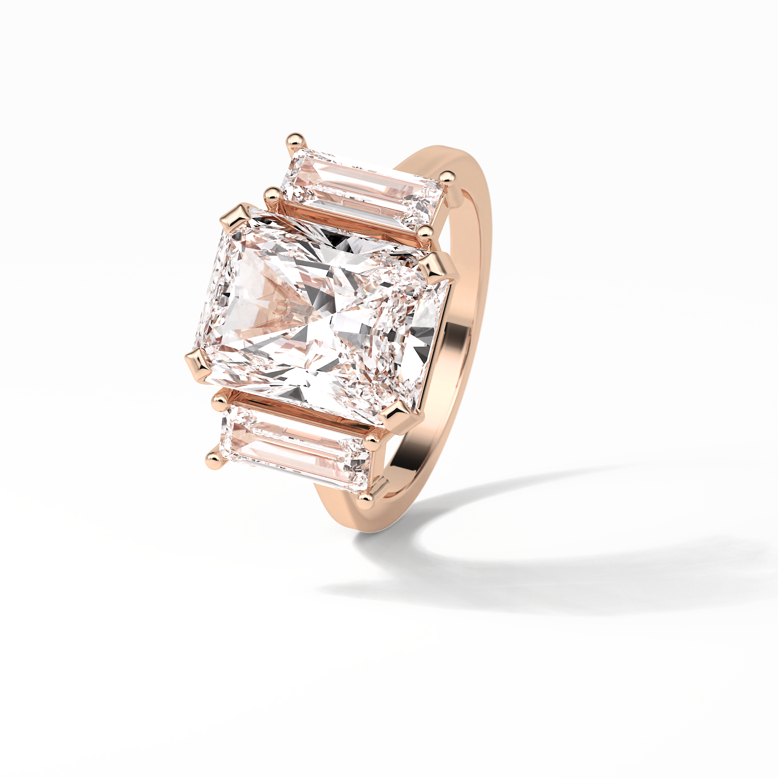 6.2 CT Radiant Cut Three Stones Style Moissanite Engagement Ring 9