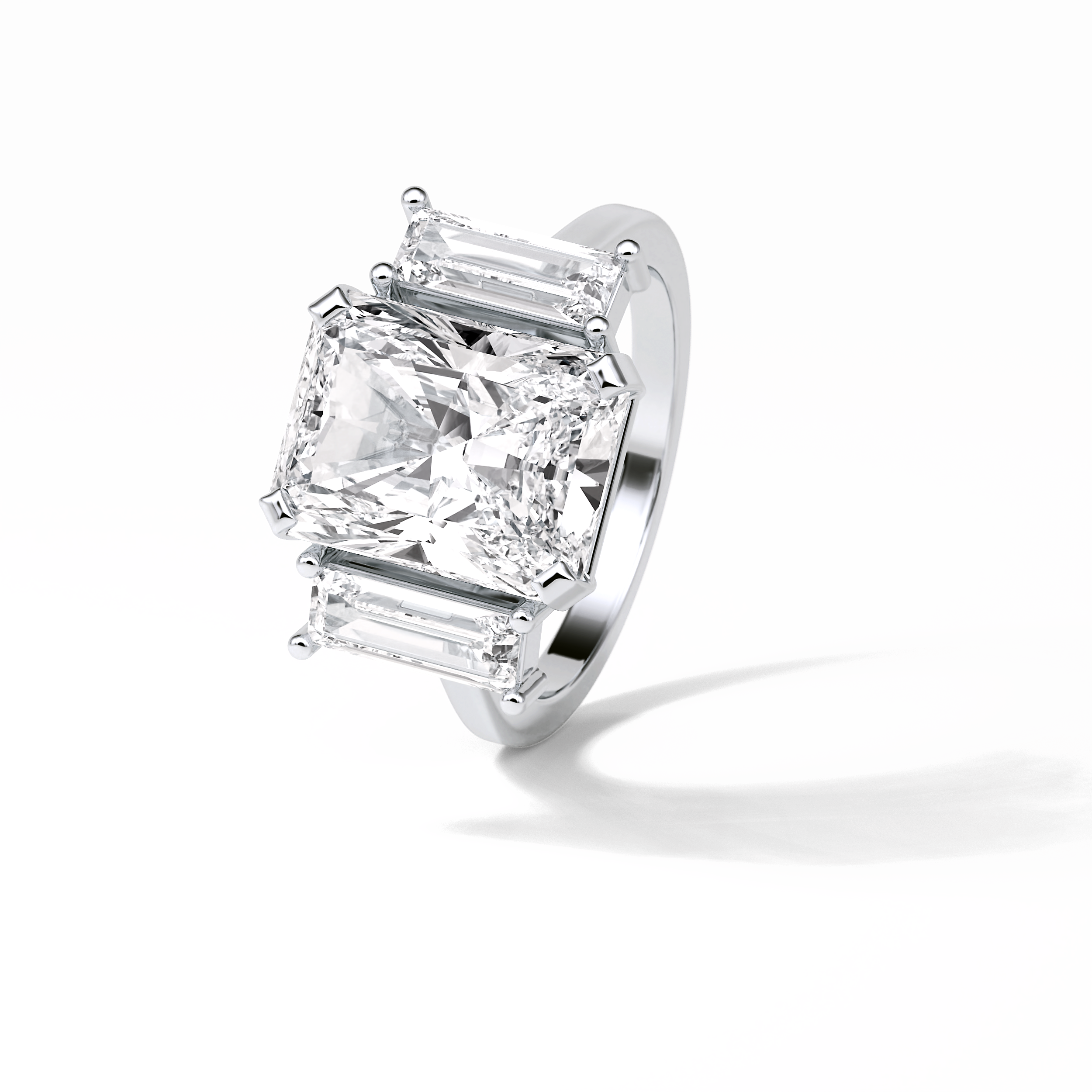 6.2 CT Radiant Cut Three Stones Style Moissanite Engagement Ring 4