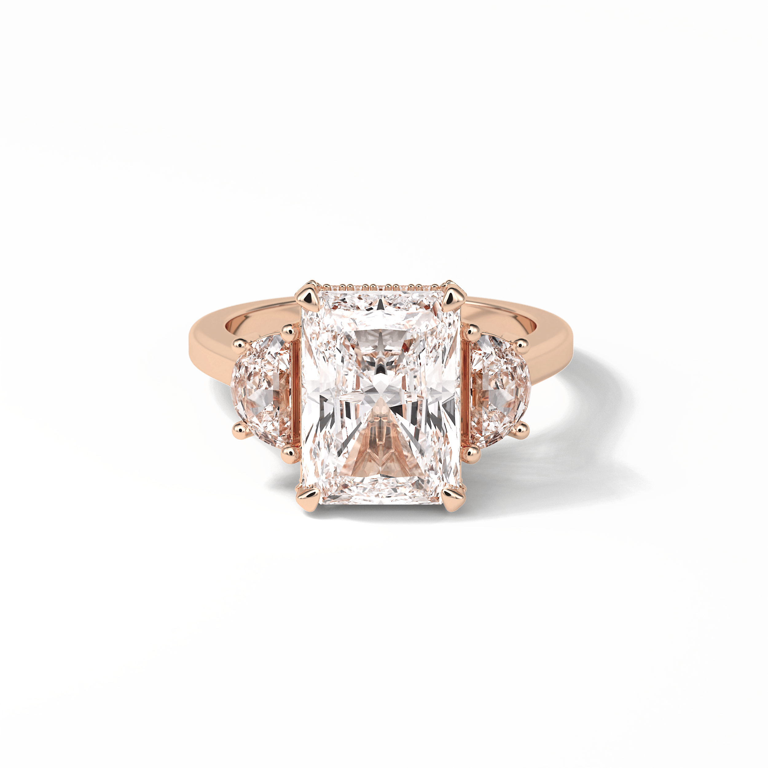 4.76 CT Radiant Cut Three Stones Style Moissanite Engagement Ring 8