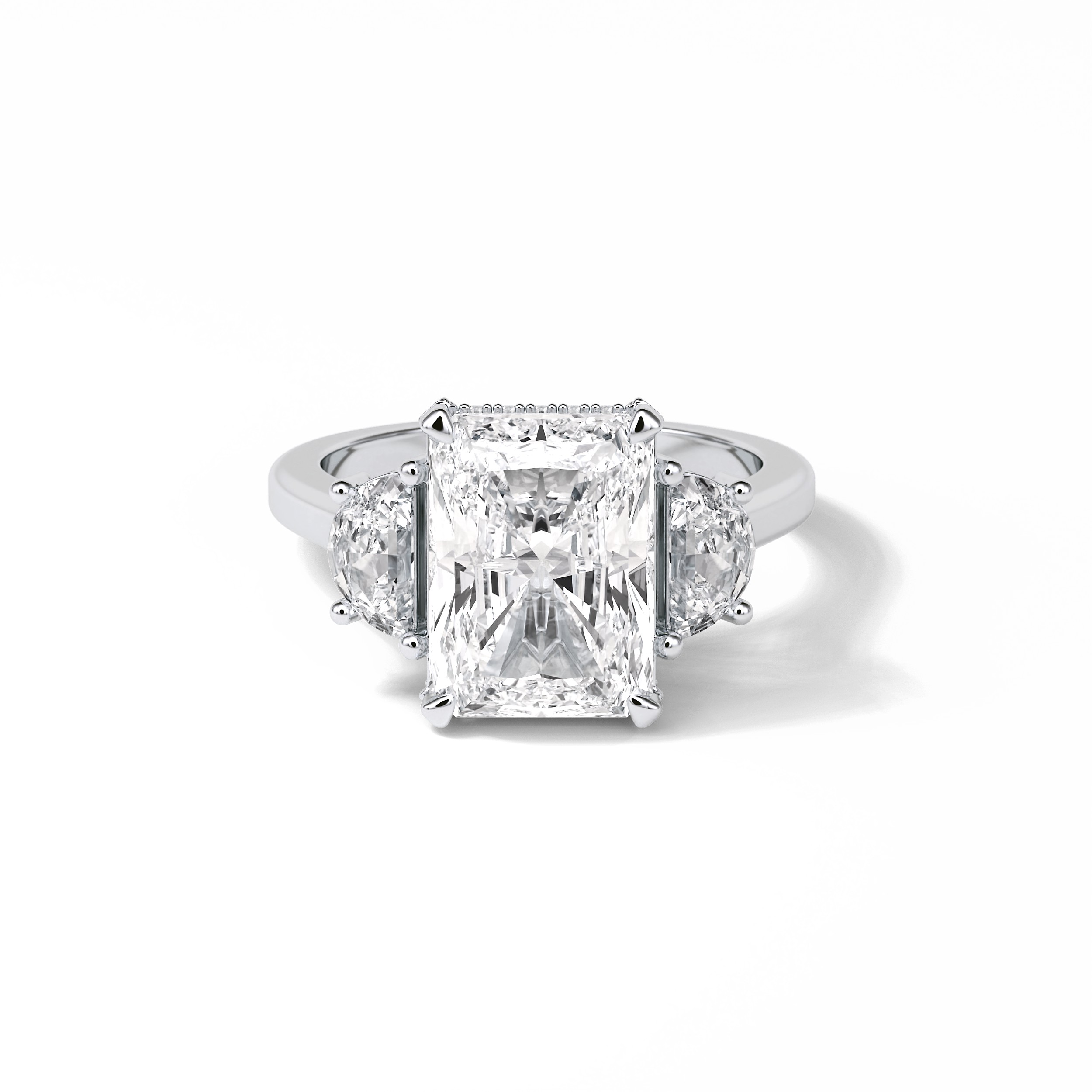 4.76 CT Radiant Cut Three Stones Style Moissanite Engagement Ring 1