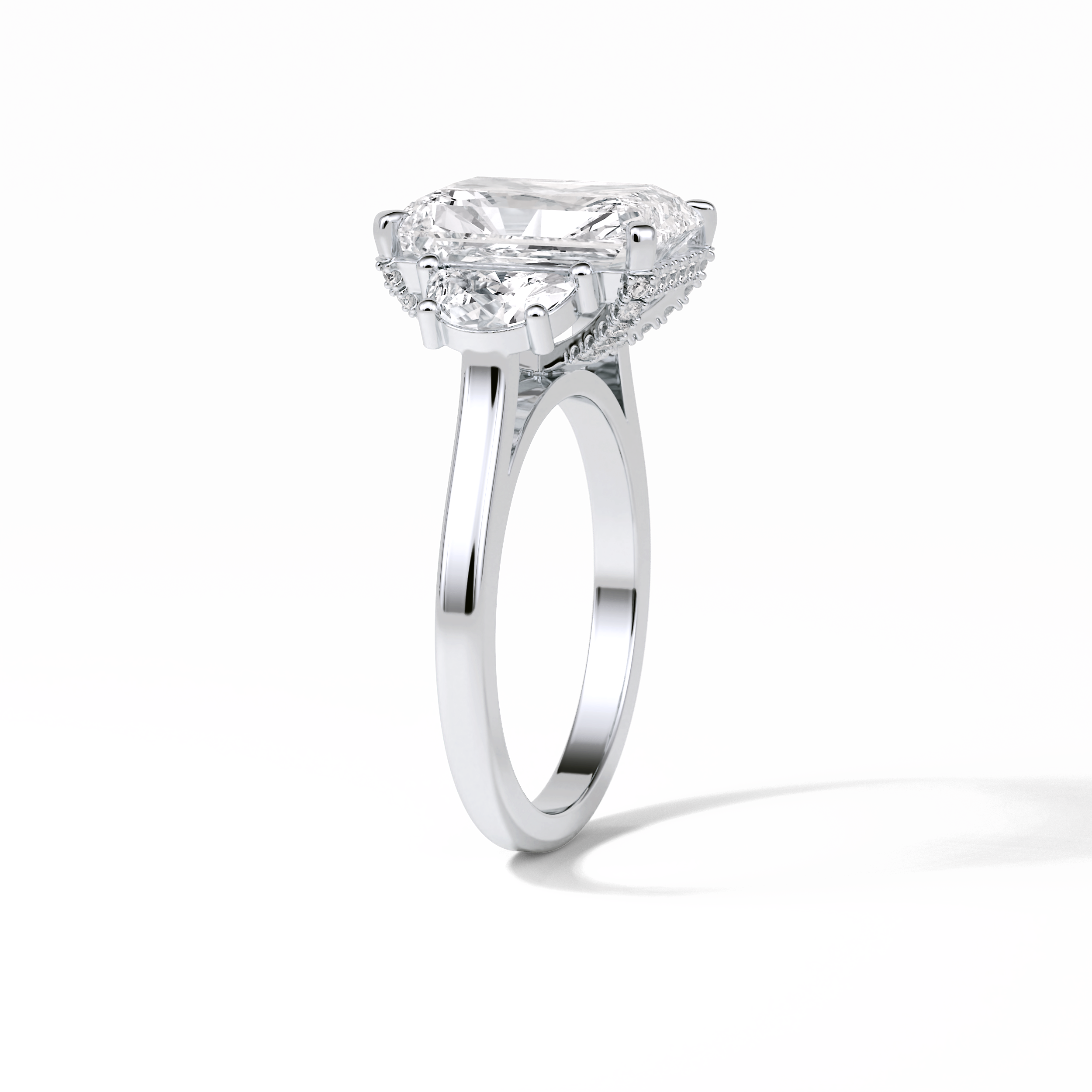 4.76 CT Radiant Cut Three Stones Style Moissanite Engagement Ring 5