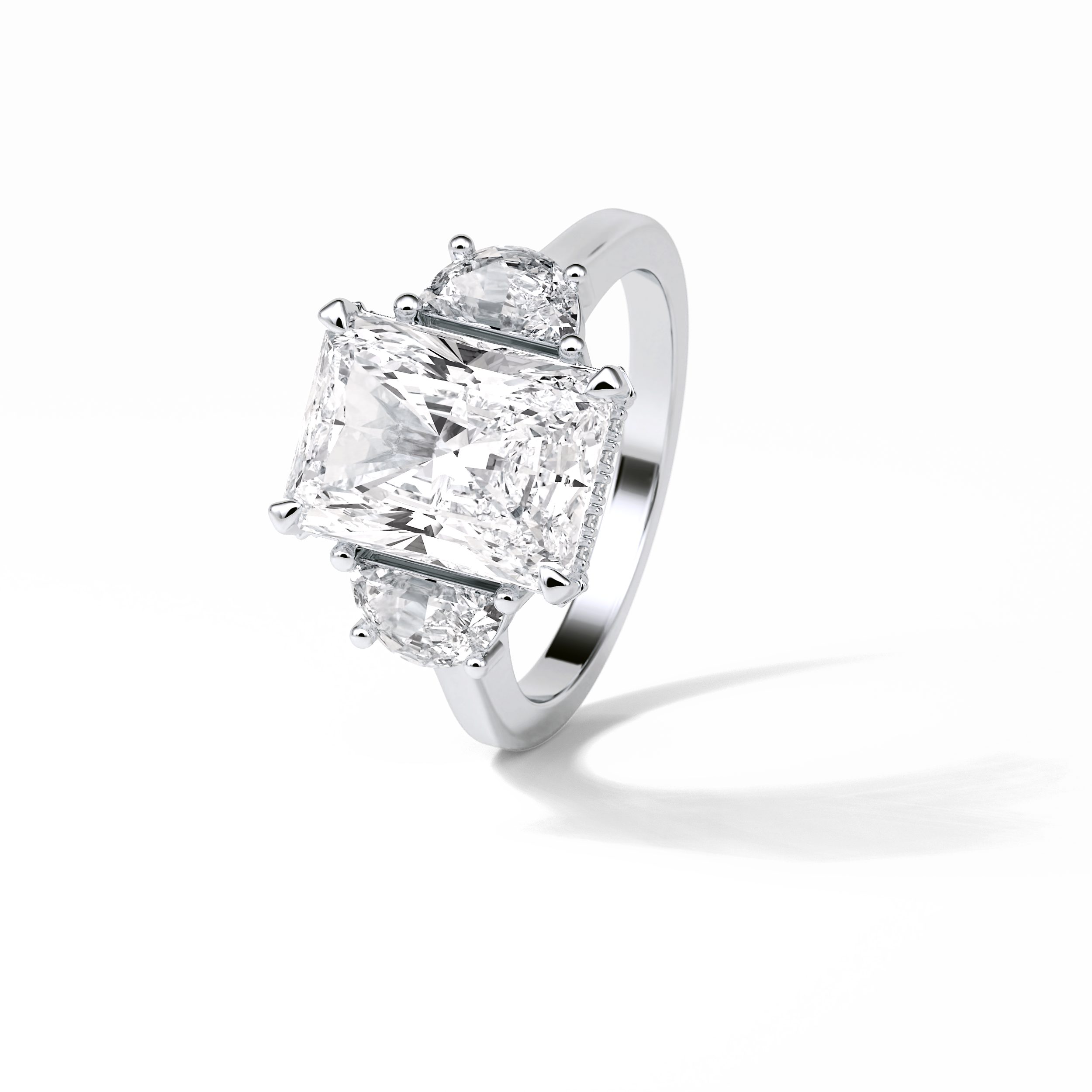 4.76 CT Radiant Cut Three Stones Style Moissanite Engagement Ring 6