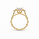 2.76 CT Dark Green Oval Cut Three Stones Style Moissanite Engagement Ring 18