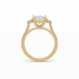 2.76 CT Dark Green Oval Cut Three Stones Style Moissanite Engagement Ring 18