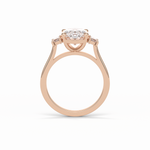 2.76 CT Dark Green Oval Cut Three Stones Style Moissanite Engagement Ring 9
