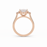 2.76 CT Dark Green Oval Cut Three Stones Style Moissanite Engagement Ring 9