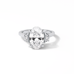 2.76 CT Dark Green Oval Cut Three Stones Style Moissanite Engagement Ring 1
