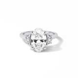 2.76 CT Dark Green Oval Cut Three Stones Style Moissanite Engagement Ring 1