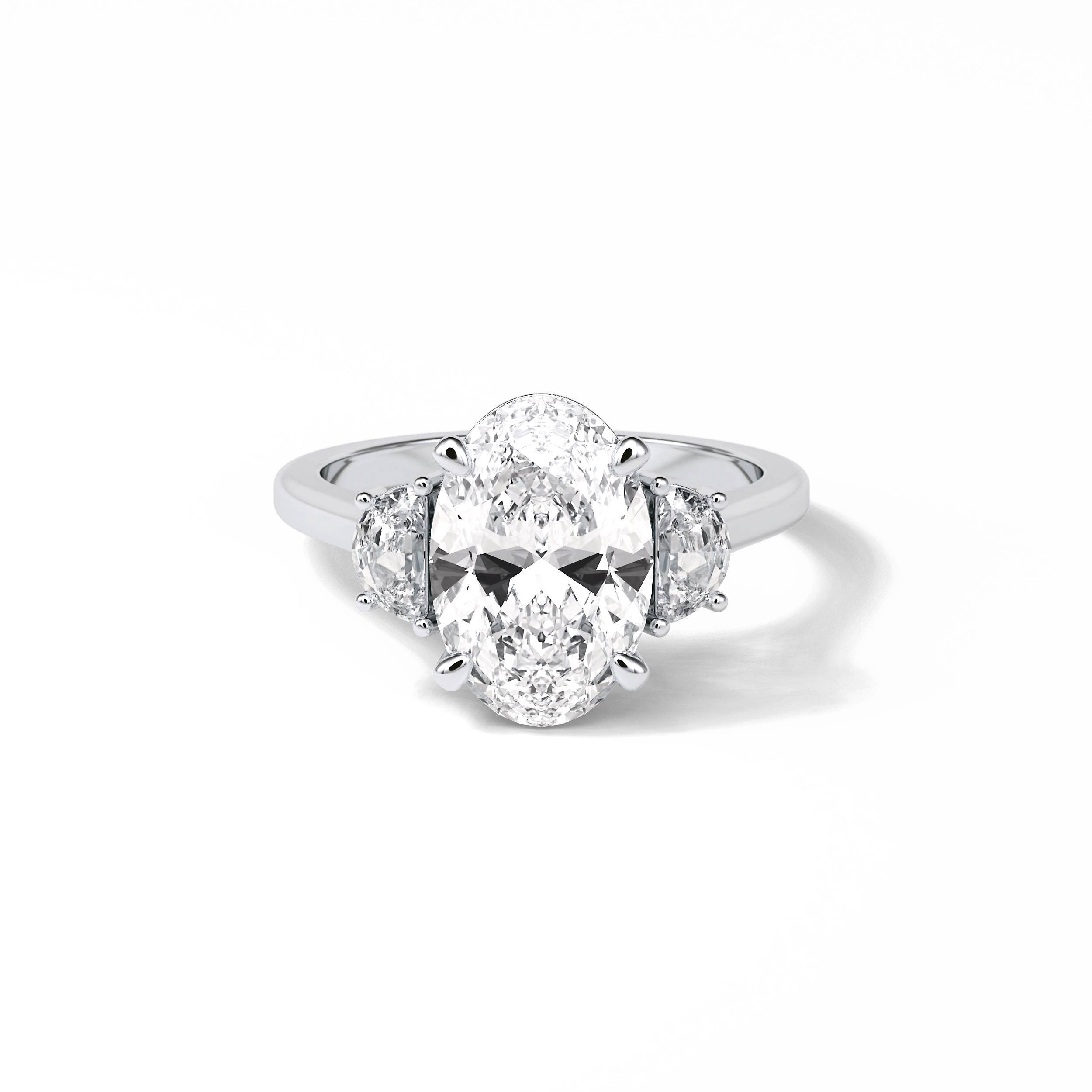 2.76 CT Dark Green Oval Cut Three Stones Style Moissanite Engagement Ring 1