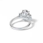 2.76 CT Dark Green Oval Cut Three Stones Style Moissanite Engagement Ring 7