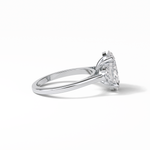 2.76 CT Dark Green Oval Cut Three Stones Style Moissanite Engagement Ring 6