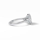 2.76 CT Dark Green Oval Cut Three Stones Style Moissanite Engagement Ring 6