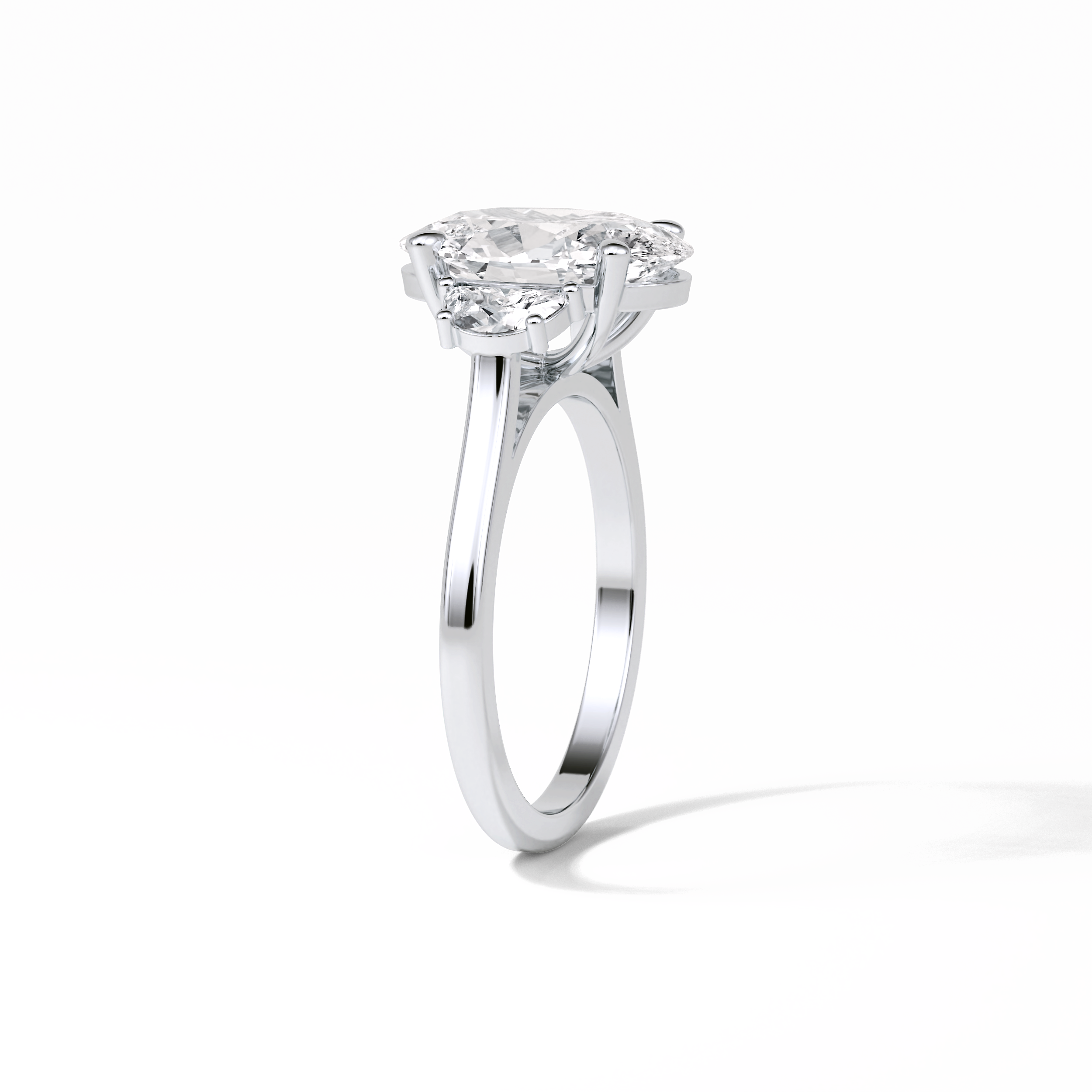 2.76 CT Dark Green Oval Cut Three Stones Style Moissanite Engagement Ring 2