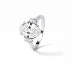 2.76 CT Dark Green Oval Cut Three Stones Style Moissanite Engagement Ring 3