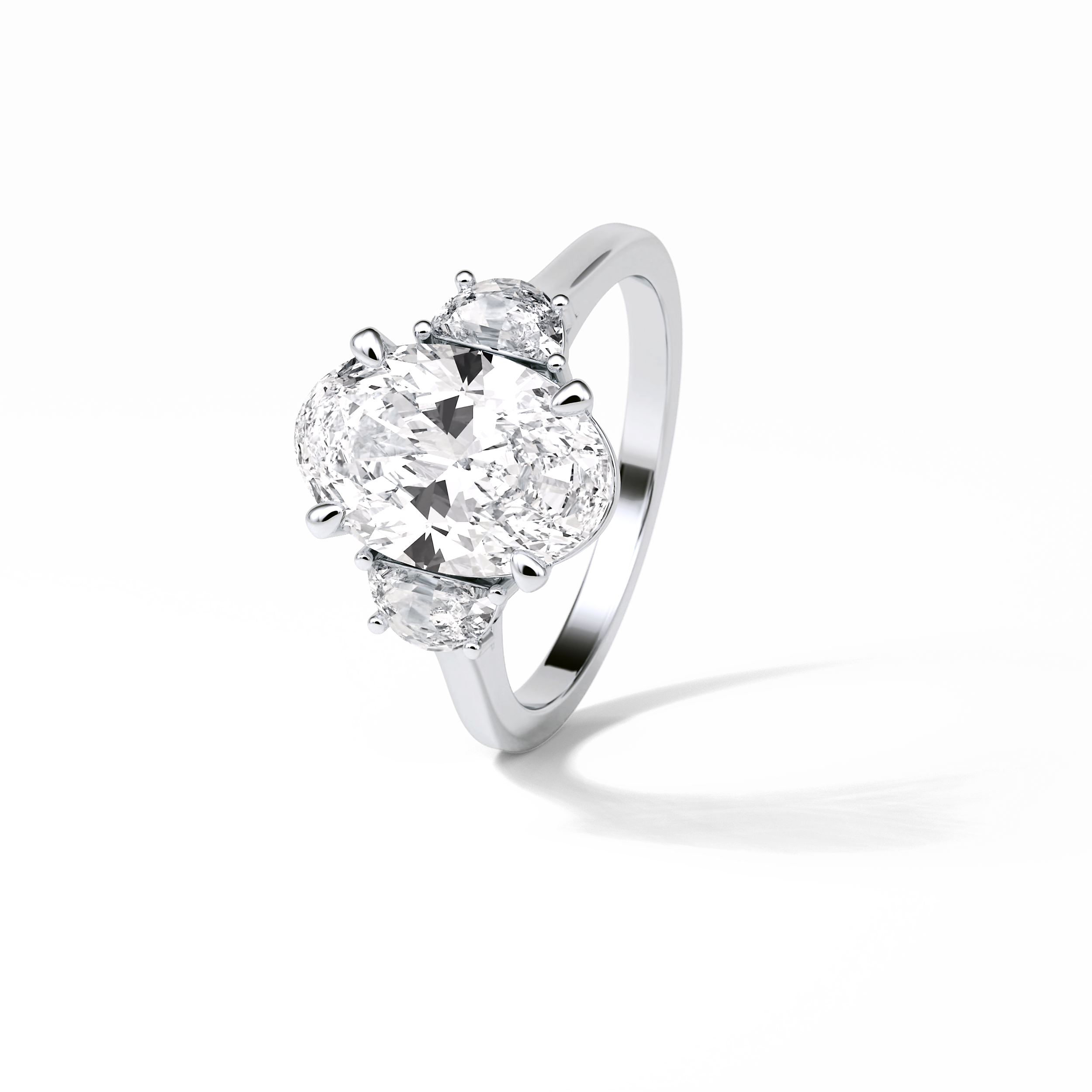 2.76 CT Dark Green Oval Cut Three Stones Style Moissanite Engagement Ring 3