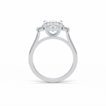 2.76 CT Dark Green Oval Cut Three Stones Style Moissanite Engagement Ring 4