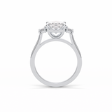 2.76 CT Dark Green Oval Cut Three Stones Style Moissanite Engagement Ring 4