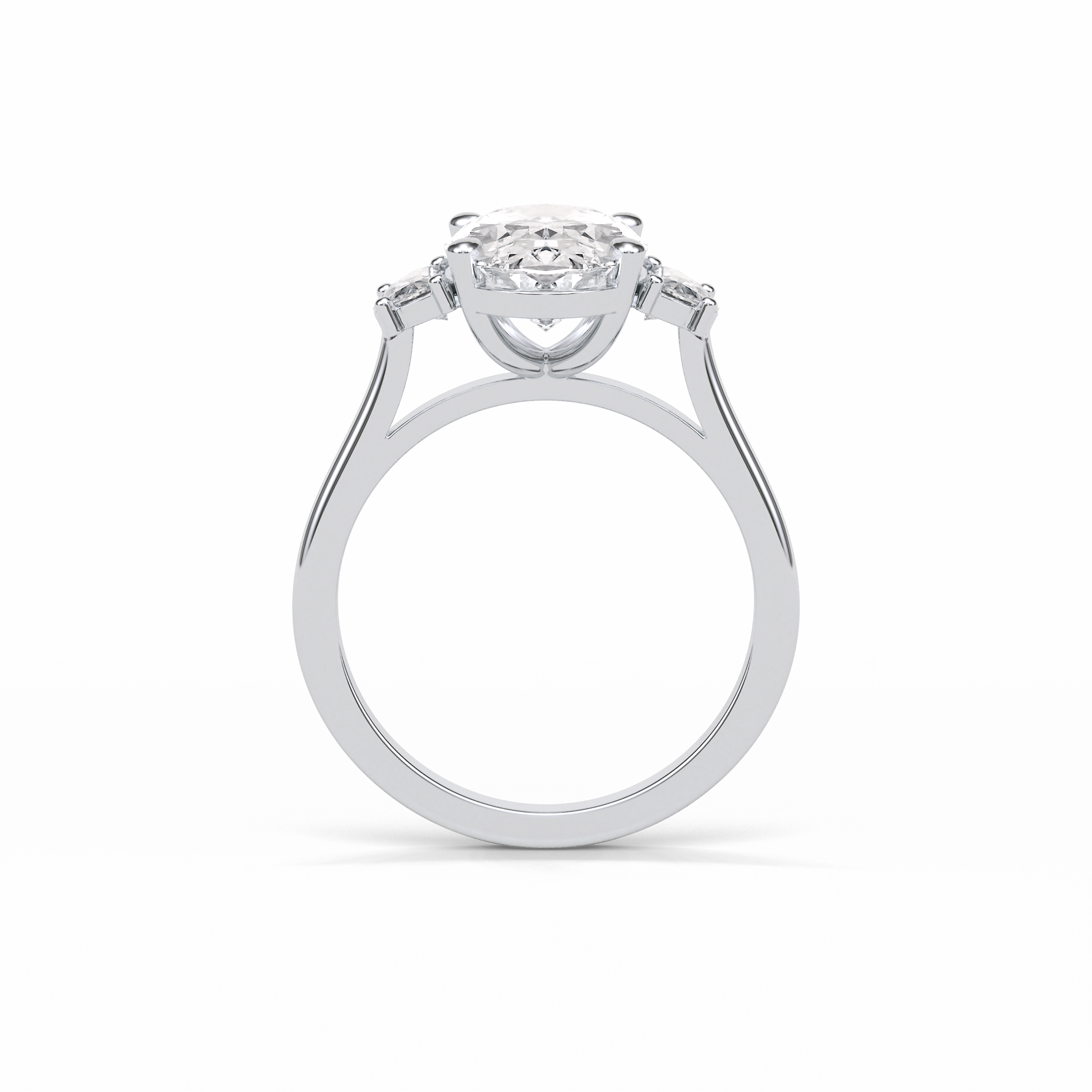 2.76 CT Dark Green Oval Cut Three Stones Style Moissanite Engagement Ring 4