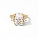 7.44 CT Dark Green Cushion Cut Three Stones Style Moissanite Engagement Ring 15