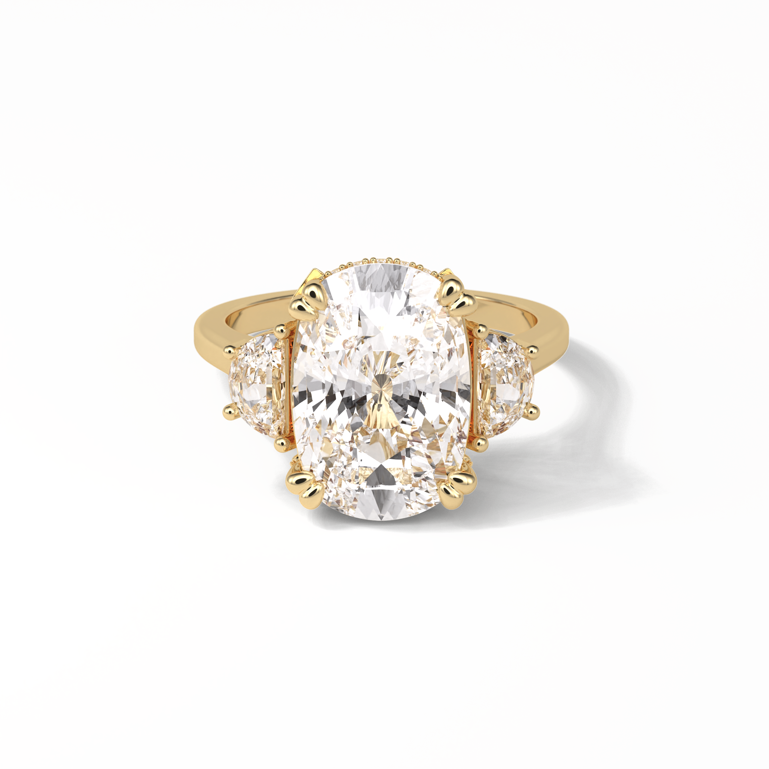 7.44 CT Dark Green Cushion Cut Three Stones Style Moissanite Engagement Ring 15