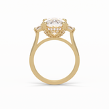 7.44 CT Dark Green Cushion Cut Three Stones Style Moissanite Engagement Ring 13