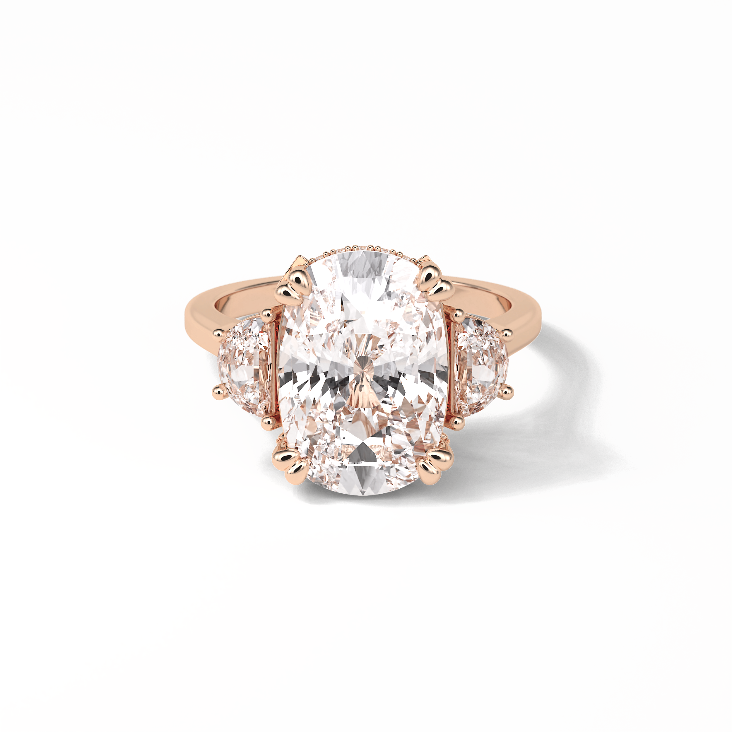 7.44 CT Dark Green Cushion Cut Three Stones Style Moissanite Engagement Ring 8