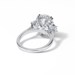 7.44 CT Dark Green Cushion Cut Three Stones Style Moissanite Engagement Ring 3