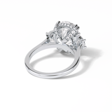 7.44 CT Dark Green Cushion Cut Three Stones Style Moissanite Engagement Ring 3