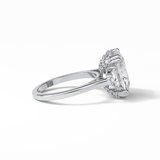 7.44 CT Dark Green Cushion Cut Three Stones Style Moissanite Engagement Ring 4