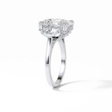 7.44 CT Dark Green Cushion Cut Three Stones Style Moissanite Engagement Ring 6