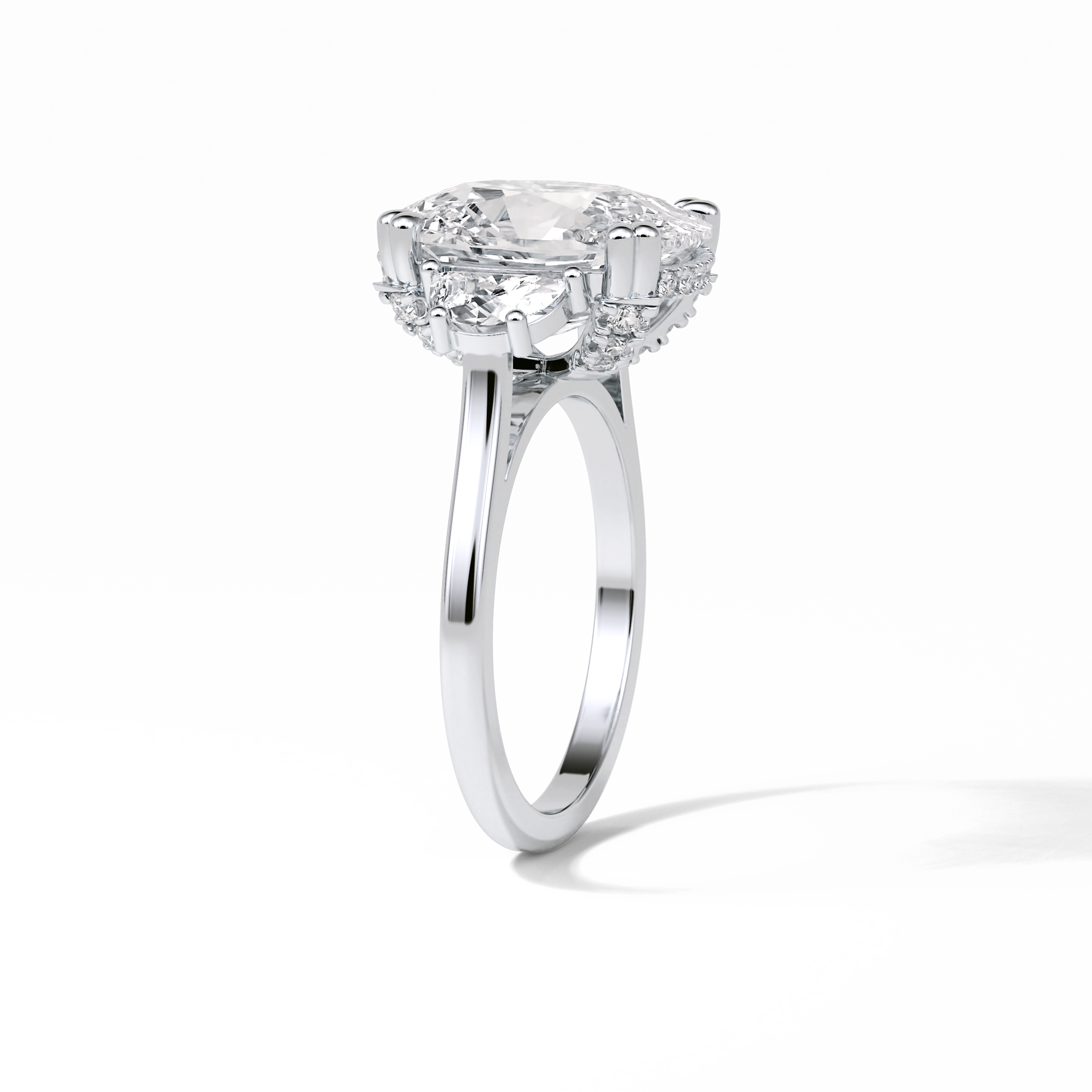 7.44 CT Dark Green Cushion Cut Three Stones Style Moissanite Engagement Ring 6