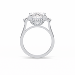 7.44 CT Dark Green Cushion Cut Three Stones Style Moissanite Engagement Ring 2