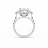 7.44 CT Dark Green Cushion Cut Three Stones Style Moissanite Engagement Ring 2
