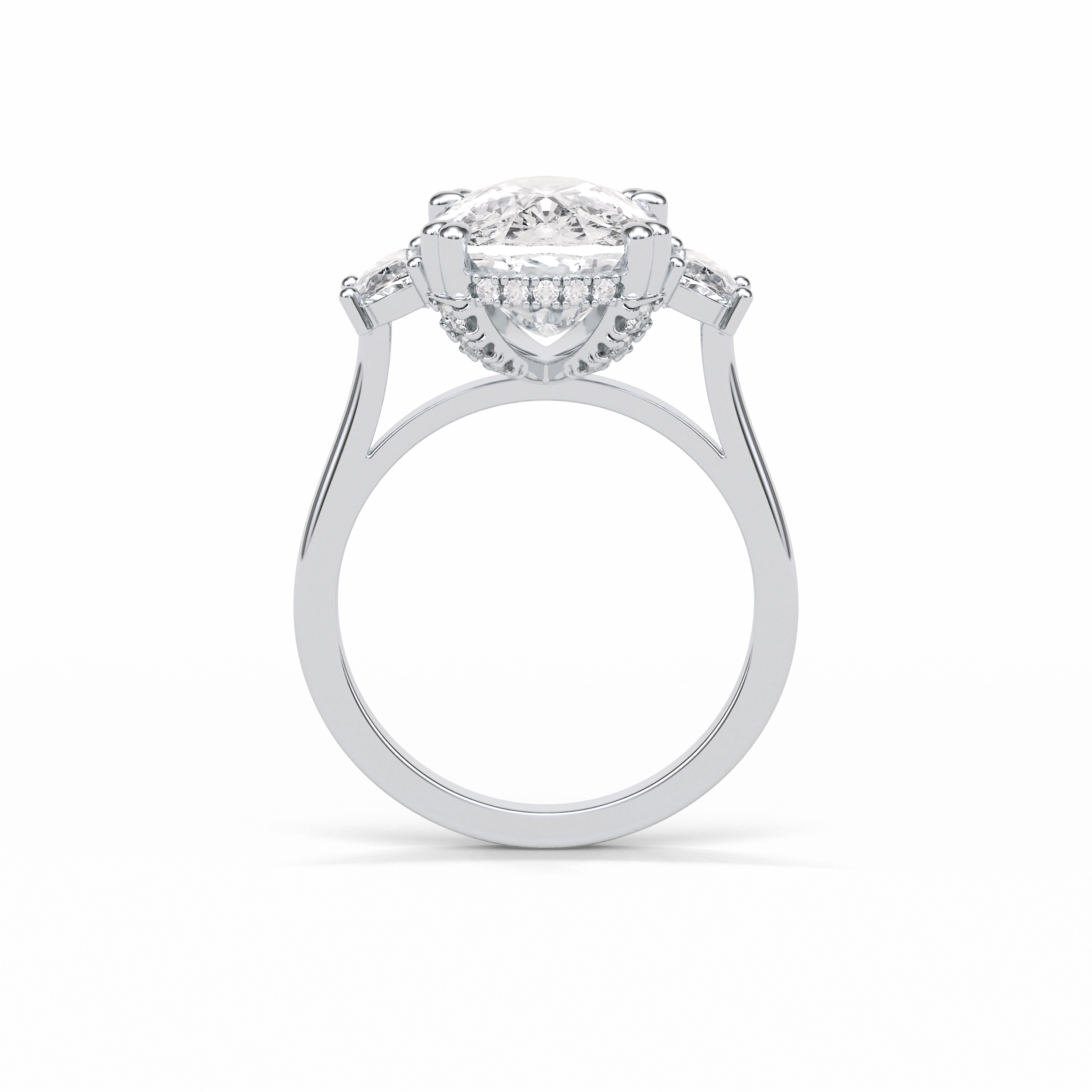 7.44 CT Dark Green Cushion Cut Three Stones Style Moissanite Engagement Ring 2