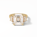 7.02 CT Asscher Cut Three Stones Style Moissanite Engagement Ring 8