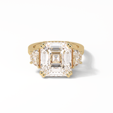 7.02 CT Asscher Cut Three Stones Style Moissanite Engagement Ring 8