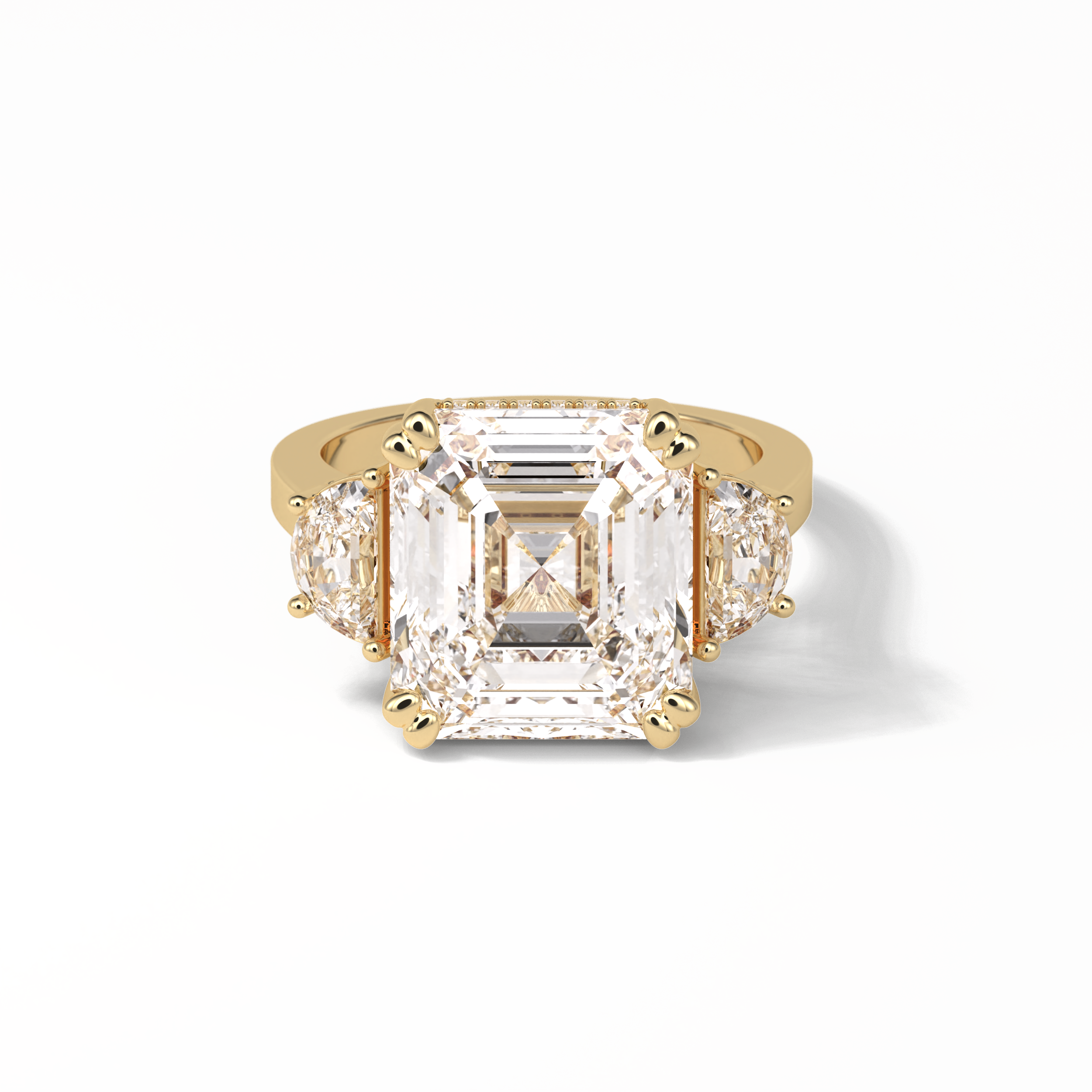 7.02 CT Asscher Cut Three Stones Style Moissanite Engagement Ring 8