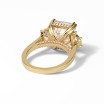 7.02 CT Asscher Cut Three Stones Style Moissanite Engagement Ring 19