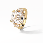 7.02 CT Asscher Cut Three Stones Style Moissanite Engagement Ring 17